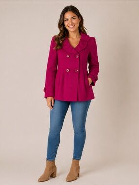 1 Madison Pink Double-Breasted Coat Size Medium